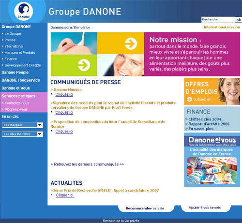 Danone.com - Home ancien site